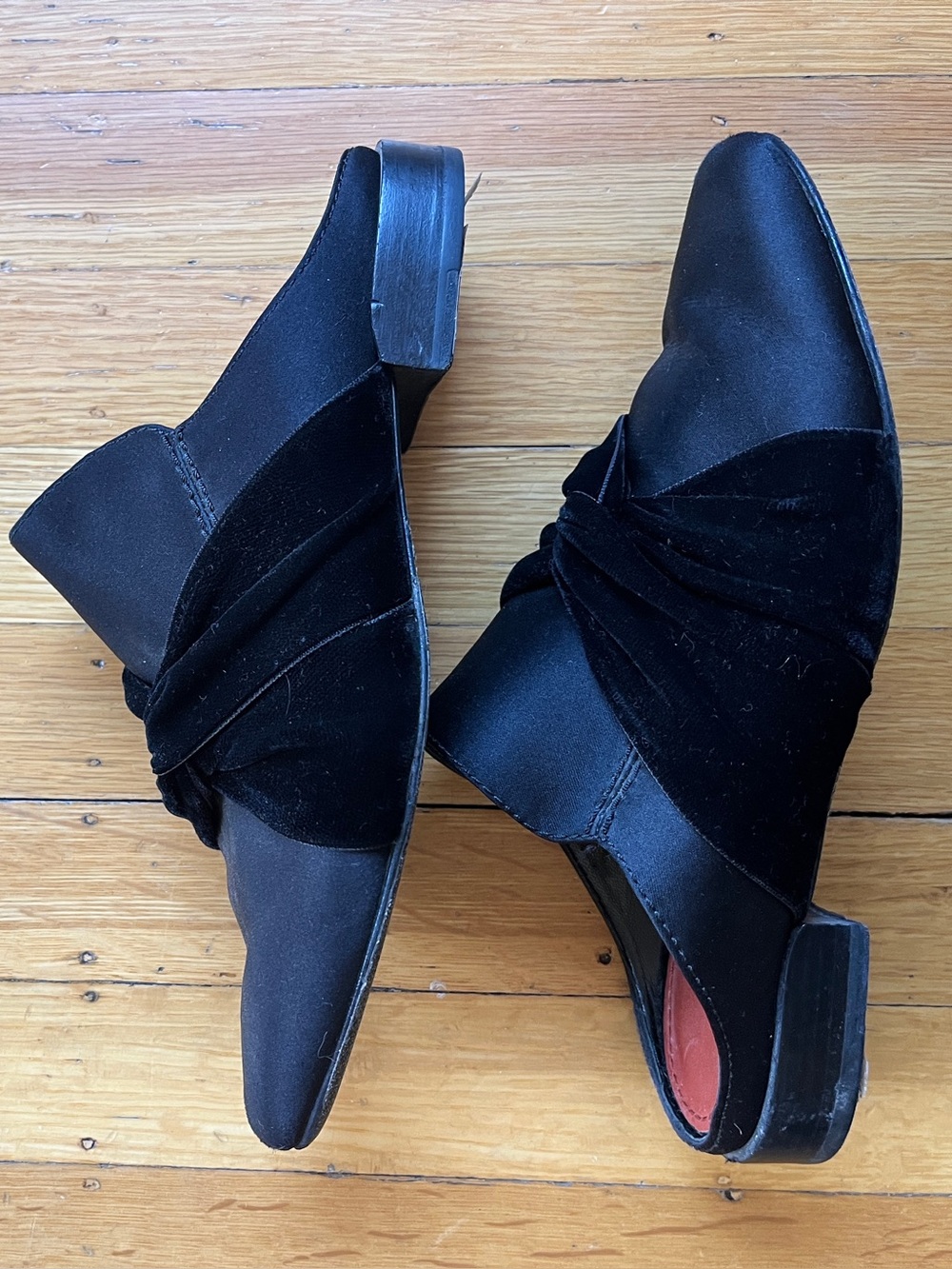 Phillip Lim 3.1 Black knotted Louie slides mules satin velvet Pointed Flats 36.5